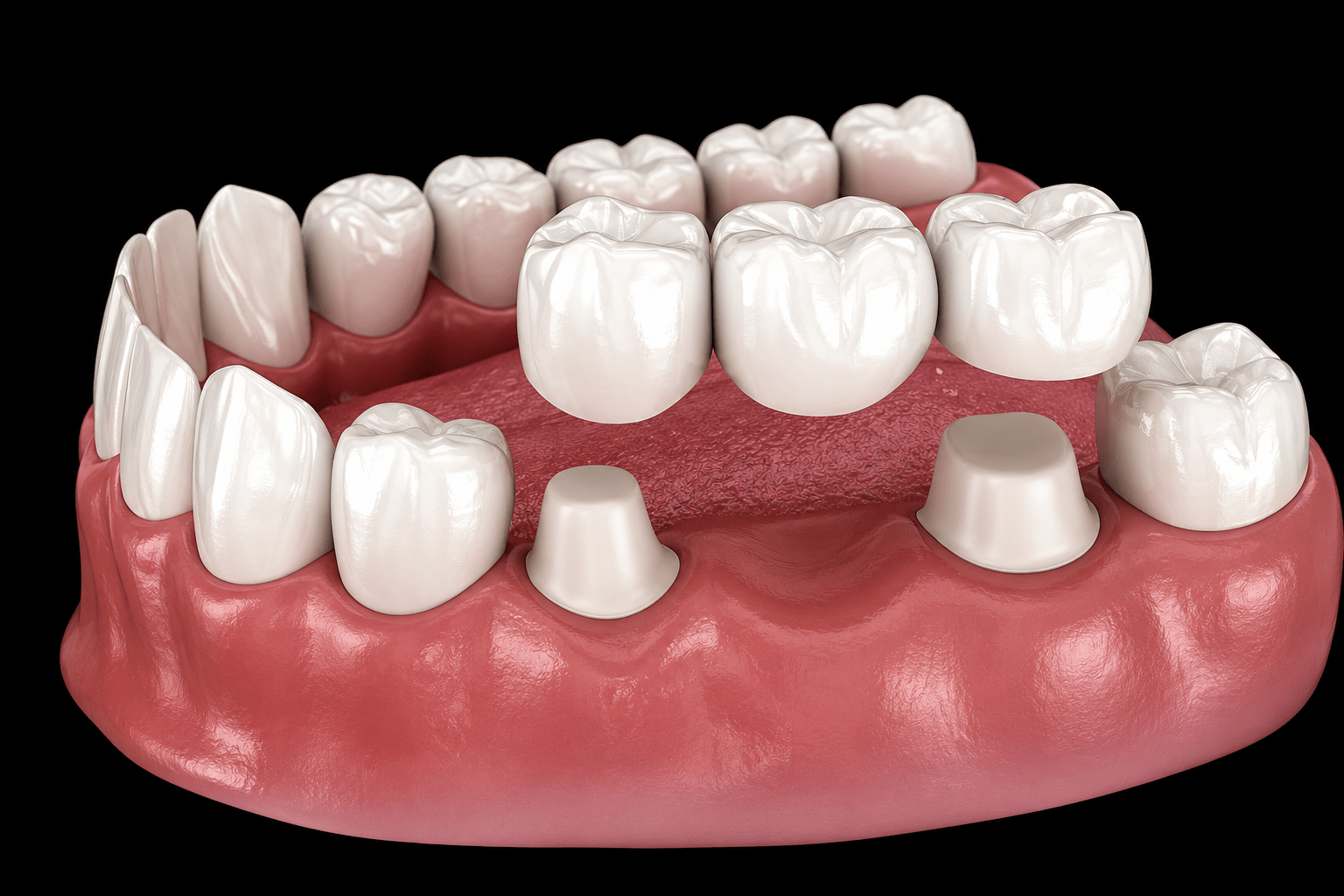 Dental bridge — 3D illustration